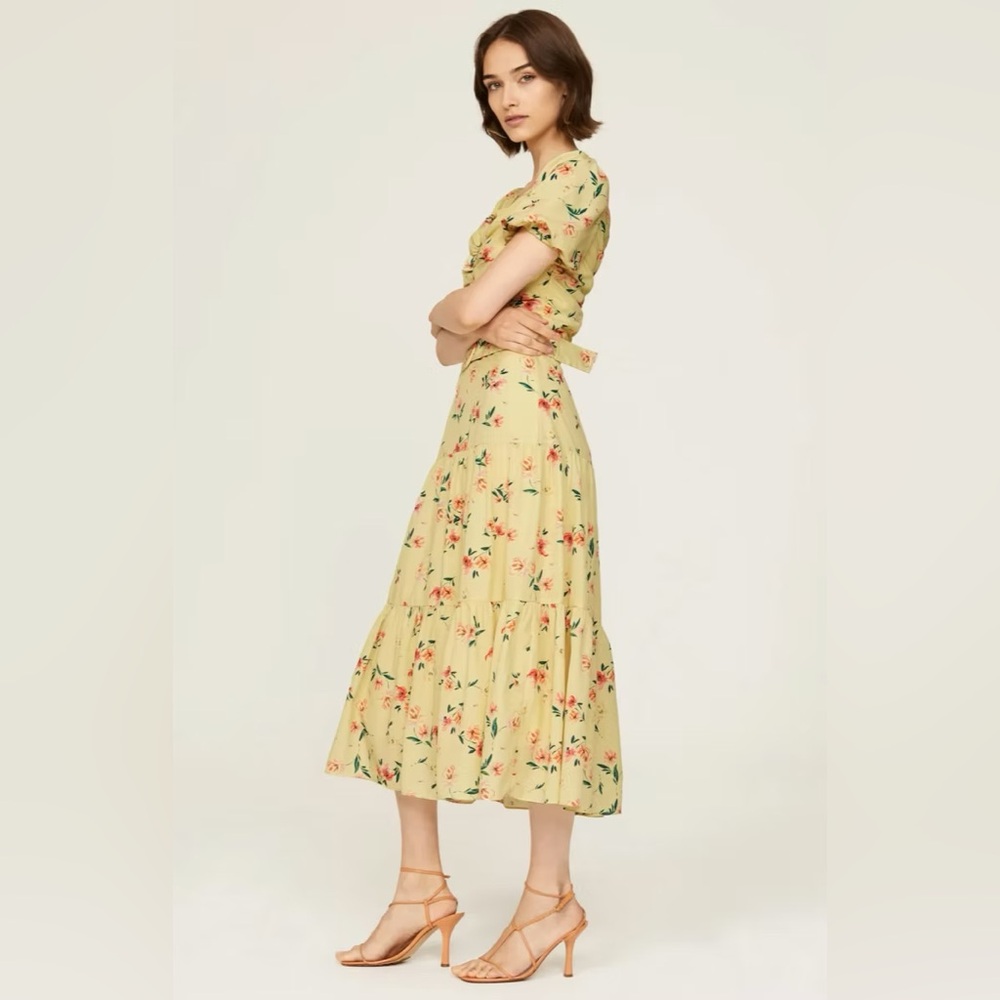 Paloma Blue Evie Dress - Bright Floral Yellow Midi Dress